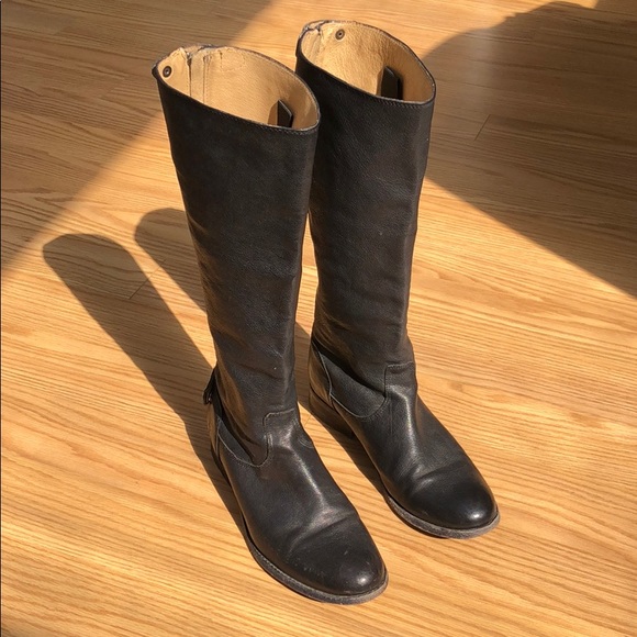 Frye Tall Black Leather Boots - Picture 1 of 5